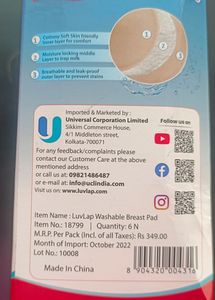 New Unused Luvlap Washable Breast Pads 6 Qty