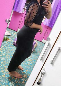 Elegant Black Sheer Sleeve Gown