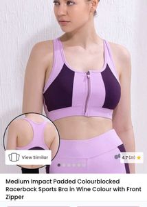 Stylish Colorblock Sports Bra with Front Zipper