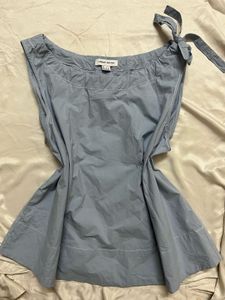 Light Blue Tie Shoulder Top