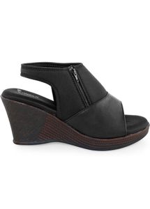 Black Wedge Slingback Sandals