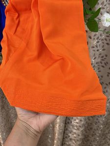 Vibrant Blue &amp; Orange Embroidered Kurta Set