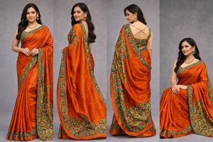 Elegant Orange Silk Blend Saree