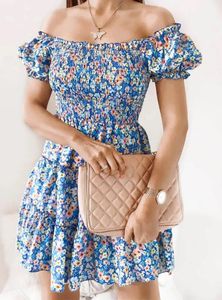 Stretchable Floral Print Mini Dress