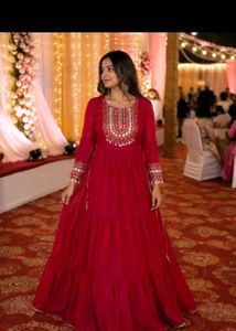 Stunning Red Anarkali Gown