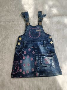 Adorable Hello Kitty Denim Overalls Dress for Girl
