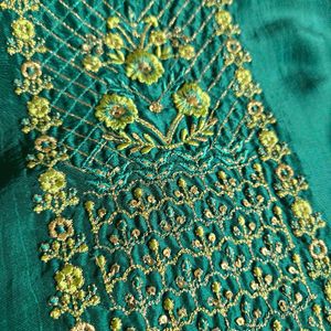 Elegant Green Silk Kurta Set