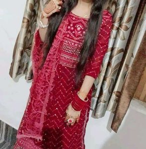 Stunning Maroon Sequined Ethnic Gown