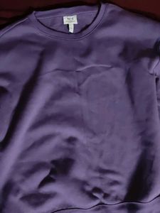 Purple H&M Relaxed Fit Crew Neck Sweatshirt