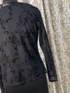 Kathy Ireland Black Lace Blouse