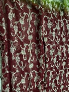 Elegant Burgundy &amp; Green Saree