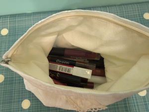 White Lace Heart Makeup Bag