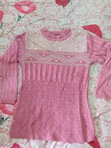 Pink Knit Sweater with Sequins