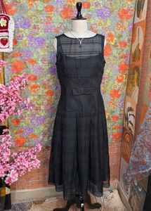 Elegant Black Sheer Overlay Dress