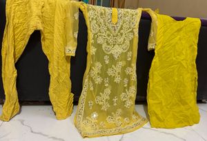 original mirror work Chikankari Kurta Set