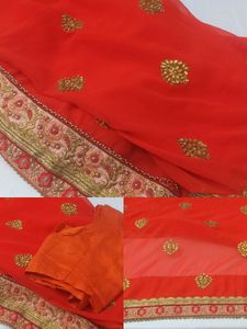 Heavy Beautiful Orange Saree