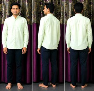 Men's Light cream Band Collar Shirt