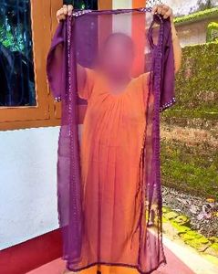 Vibrant Purple ethnic set plazzo, crop top, Size-