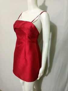 Chic Red Spaghetti Strap Mini Dress Small