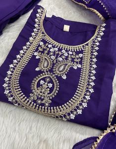 Purple Embroidered Kurta Set totally new