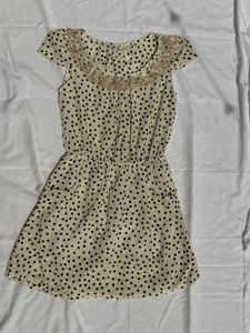 Polka Dot Dress with Lace Neckline