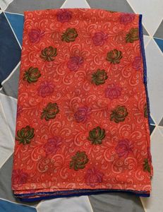 Vibrant Floral Print Saree