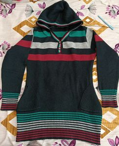 Striped Hooded Sweater Tunic