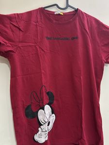 Maroon Minnie Mouse Graphic T-Shirt