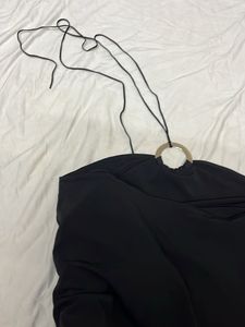 Black Halter Top with Ring Detail
