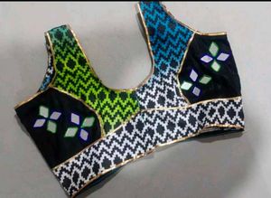 Vibrant Patchwork Blouse with Mirror Work