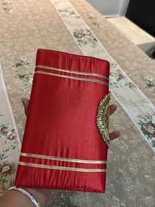 Combo of 3- Heavy Red Golden Clutch with Zari