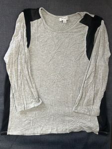 Gray Long Sleeve Top with Black Accents