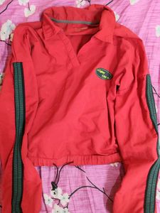 Red Cropped Pullover Top