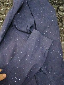 Zara Man Navy Polka Dot Slim Fit Shirt