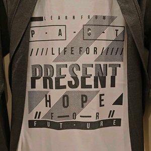 Layered Full Sleeve T-Shirt | White &amp; Grey