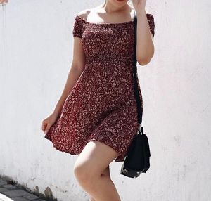 Charming Floral Print Short Sleeve Dress