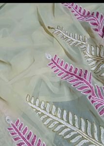 Pink &amp; Gold Embroidered Fabric