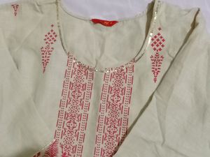 Ethnic Beige Kurti With Bell Sleeves From W Brand