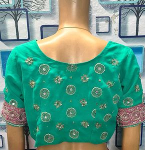 Saree blouse Flourescent green kasab full work