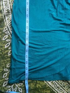 Teal Ruched Dress with Embellished Waist