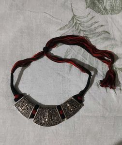 Ethnic German Silver Thread Necklace