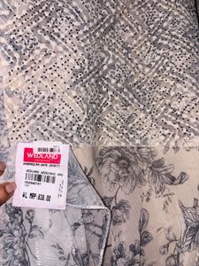 Silver glossy Floral Print Kurta with sequience