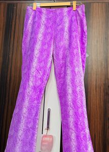 Vibrant Purple Snake Print Flared Pants