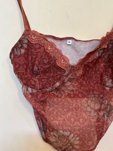 Floral Lace Trim Corset Top
