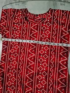 Stylish Red Bandhani Print Kurta