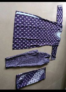 Elegant Purple Printed Kurta Set with Dupatta