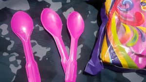 50 Pink Plastic Spoon