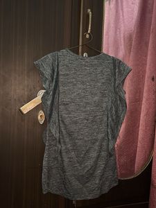 Grey V-Neck T-Shirt with "Beautiful" Embellishment