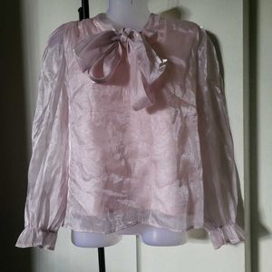Chic Blush Bow Blouse