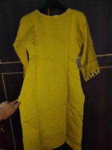 Yellow Kurta Set with Black Embroidery